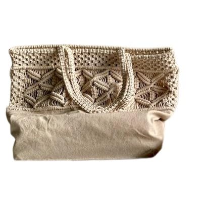 tote macrame shoulder bag for daily purpose cotton bag off white handmade for women